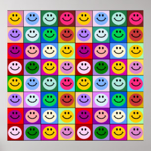 Rainbow face squares poster