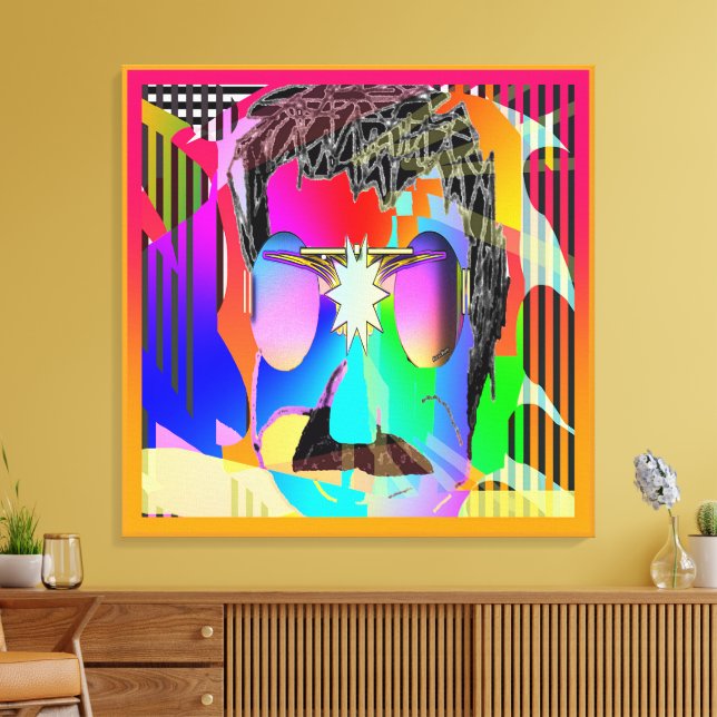 Rainbow Face Wearing Purple Lenses Canvas Print (Insitu(LivingRoom))
