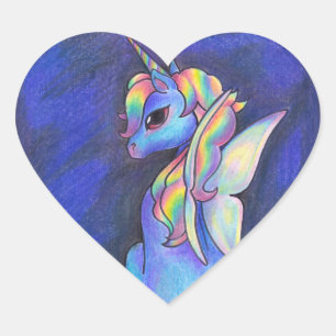 Rainbow Faerie Unicorn Heart Sticker