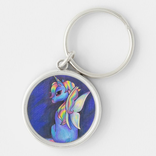 Rainbow Faerie Unicorn Keychain (Front)