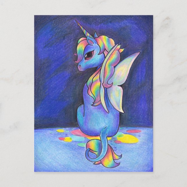 Rainbow Faerie Unicorn Postcard (Front)