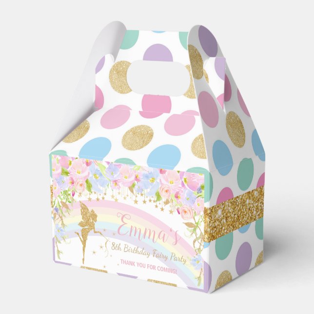 Rainbow Fairy Birthday Party Baby Shower Thank You Favour Box (Front Side)