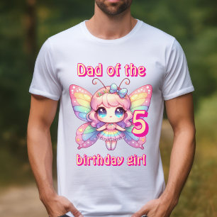 Rainbow fairy butterfly Dad of birthday girl T-Shirt