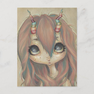 Rainbow fairy girl postcard big eyes