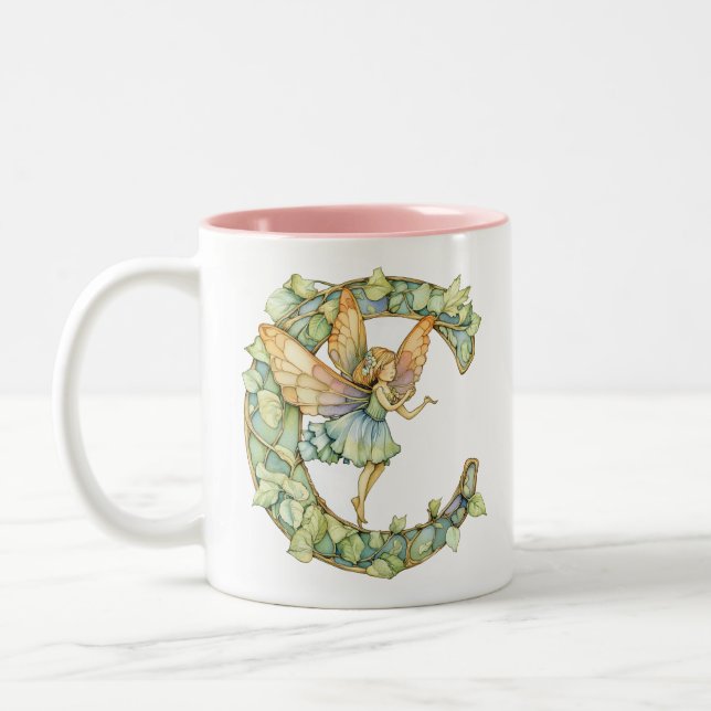 Rainbow Fairy Initial 'C'  Two-Tone Coffee Mug (Left)