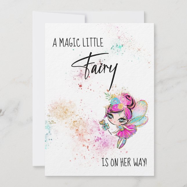 *~* Rainbow Fairy Magic Baby  Shower Invitation (Front)