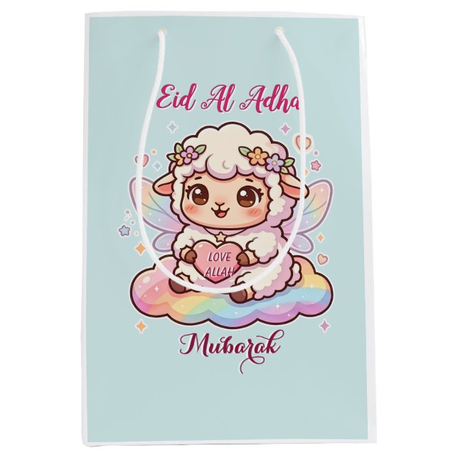 Rainbow Fairy Sheep Eid Al Adha Mubarak Medium Gift Bag (Front)