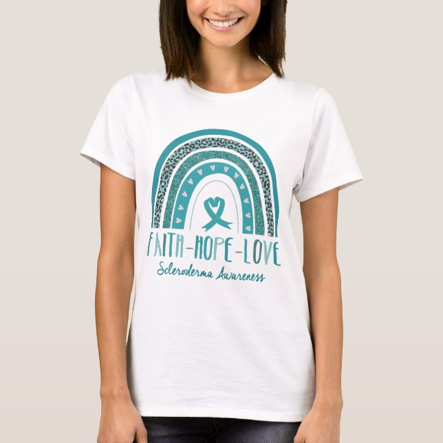Rainbow Faith Hope Love Scleroderma Awareness T-Shirt (Front)