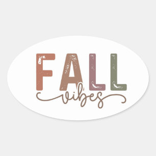 Rainbow Fall Vibes Oval Sticker