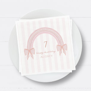 Rainbow Fancy Pink Bows Coquette Birthday Napkin