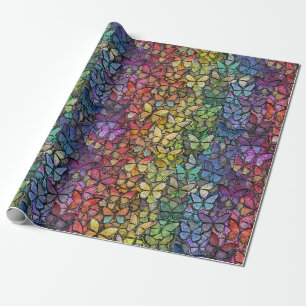 rainbow fantasy butterflies wrapping paper
