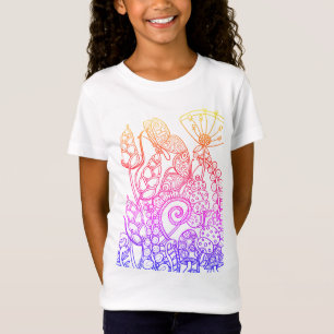 Rainbow fantasy flowers with butterfly T-Shirt