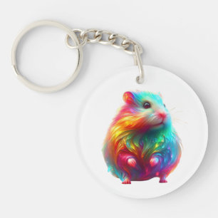 Rainbow Fantasy Hamster Art Key Ring