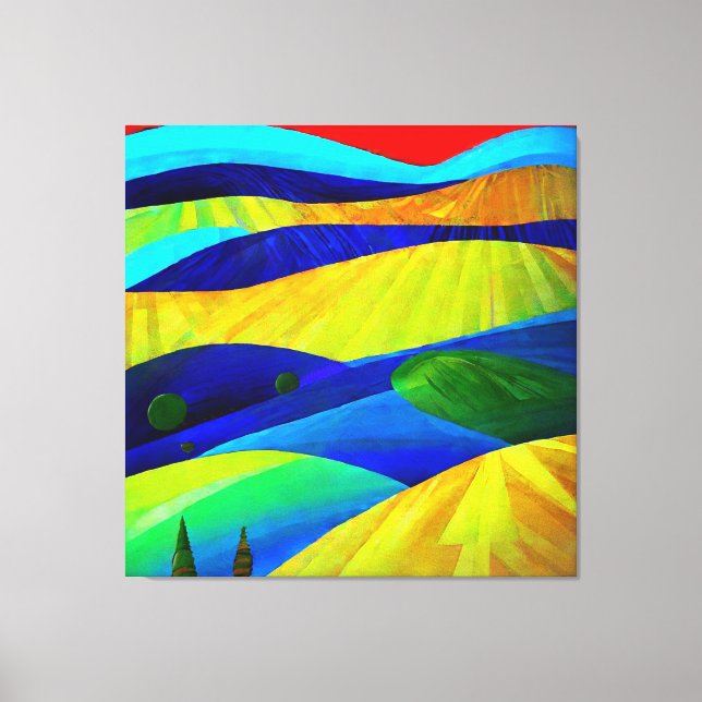 Rainbow Fantasy Hills Landscape Canvas Print (Front)