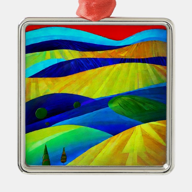 Rainbow Fantasy Hills Landscape Metal Tree Decoration (Front)