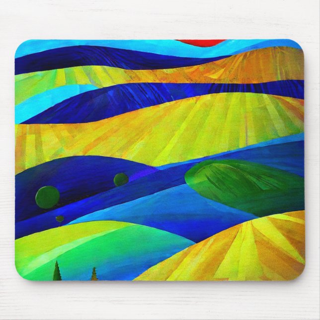 Rainbow Fantasy Hills Landscape Mouse Mat (Front)