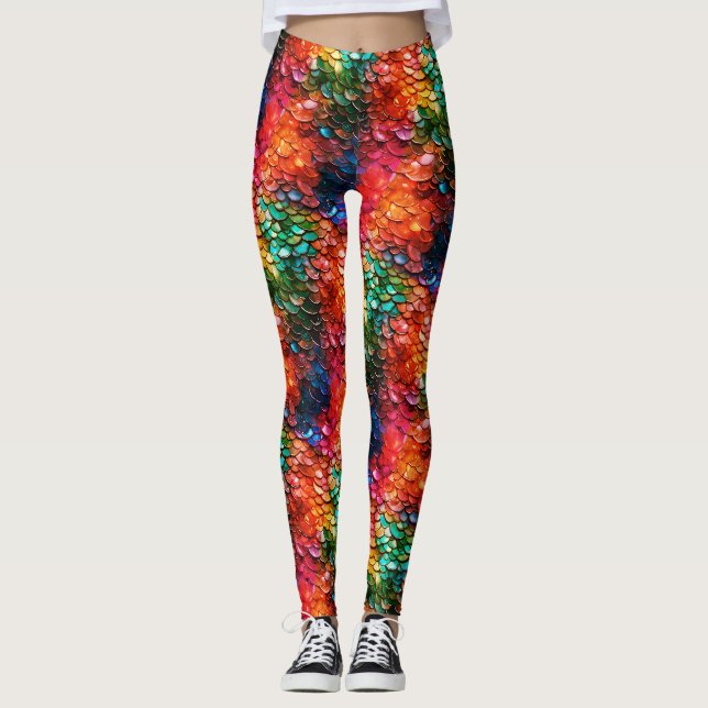 Rainbow  Fantasy Mermaid Scales Leggings (Front)