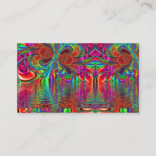 Rainbow Fantasy Mosaic Landscape Stained Glass Business Card