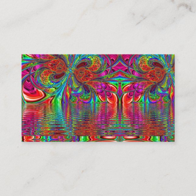 Rainbow Fantasy Mosaic Landscape Stained Glass Business Card (Front)