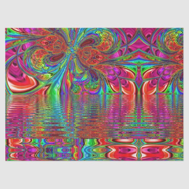 Rainbow Fantasy Mosaic Landscape Stained Glass Tissue Paper (Front)