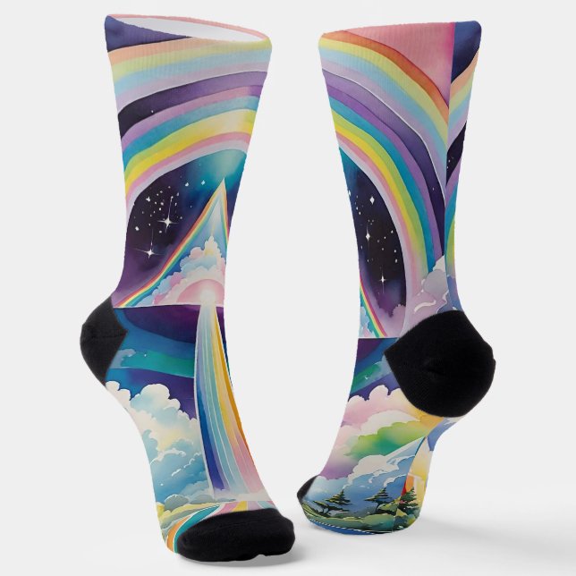Rainbow Fantasy Spirit Journey Socks (Angled)