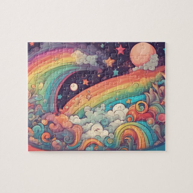 Rainbow Fantasy World Colourful Magic Kingdom Jigsaw Puzzle (Horizontal)