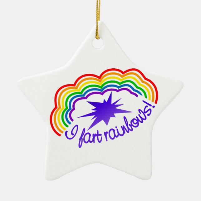 Rainbow Farts ornament, customize Ceramic Tree Decoration (Front)