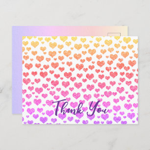 Rainbow Faux Glitter Hearts Bright Colorful Custom Postcard