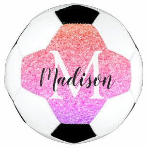 Rainbow Faux Glitter Script Monogram Personalised  Football