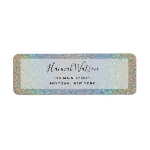 Rainbow Faux Holographic Return Address Label