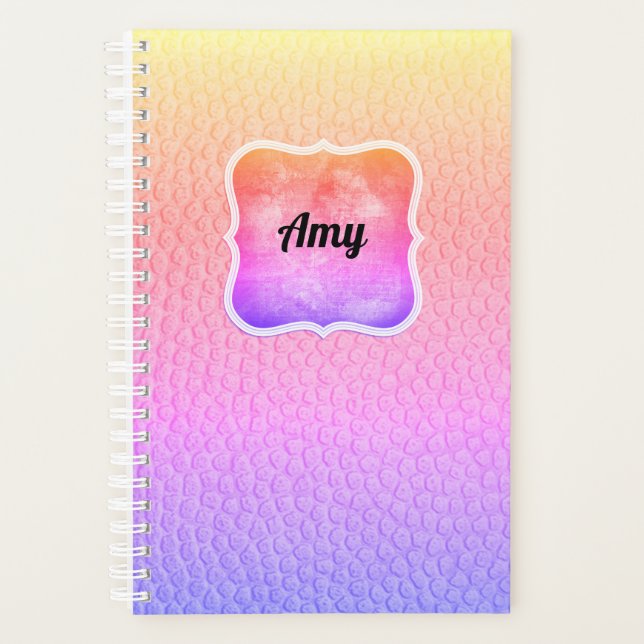 Rainbow Faux Leather Look Modern Planner (Front)