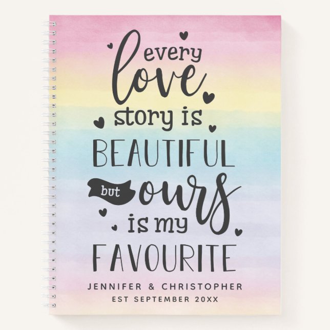 Rainbow Favourite Love Story Couple's Scrapbook Notebook (Front)