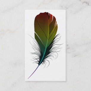 rainbow feather business card