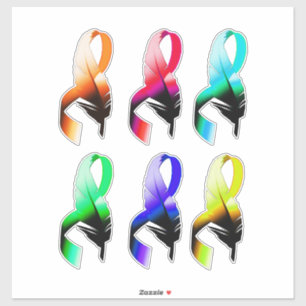 Rainbow Feather Cancer ribbons art
