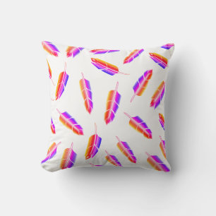Rainbow Feather Pattern Throw Pillow