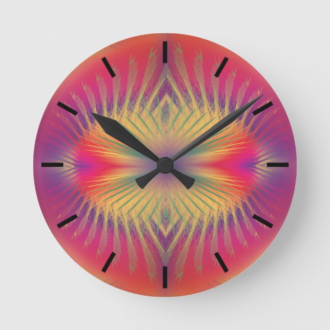 Rainbow Feathers Acrylic Wall Clock (Front)