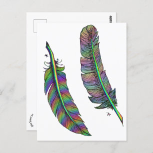 Rainbow Feathers Postcard
