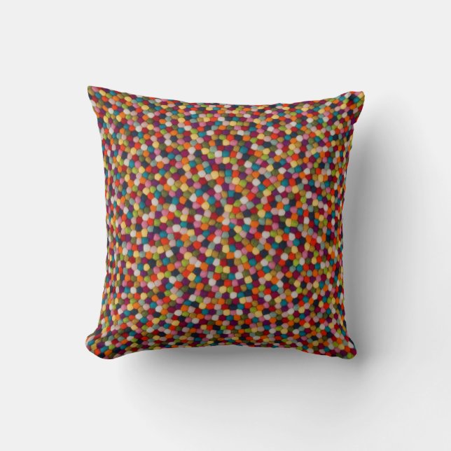 Rainbow Felt Ball Mosaic Rug Cushion (Front)