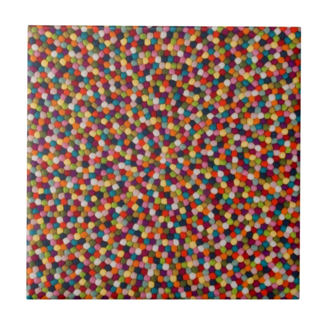 Rainbow Felt Ball Mosaic Rug Tile (Front)