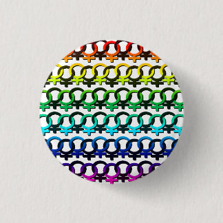 Rainbow Feminist Symbol - Community Chain pattern 3 Cm Round Badge