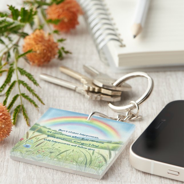 Rainbow / Field & Quote Key Ring (Front Right)