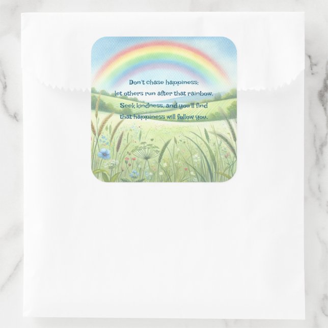 Rainbow / Field & Quote Square Sticker (Bag)