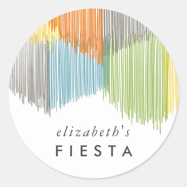 Rainbow Fiesta Fringe Classic Round Sticker (Front)