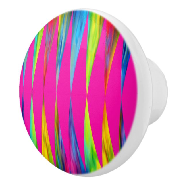 [Rainbow Fiesta] Harlequin Geometric Hot Pink Ceramic Knob (Right)