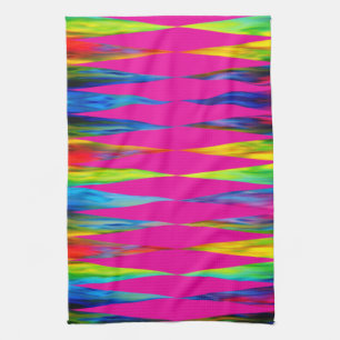 [Rainbow Fiesta] Harlequin Geometric Hot Pink Tea Towel