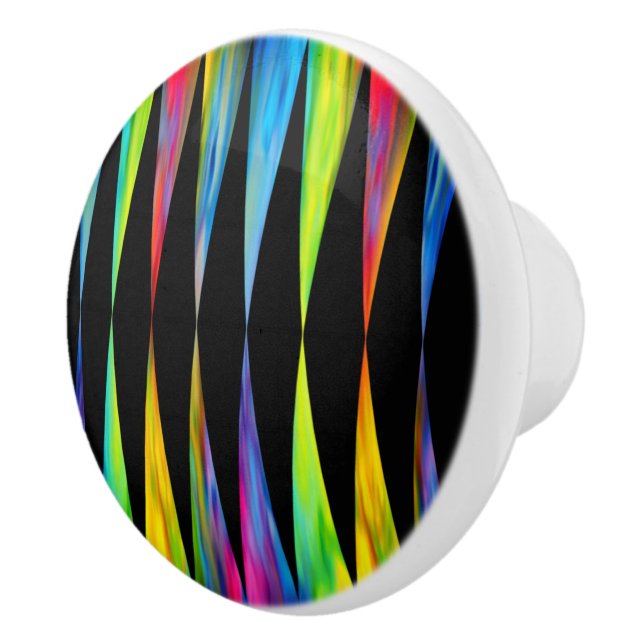 [Rainbow Fiesta] Harlequin Geometric Modern Black Ceramic Knob (Right)