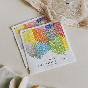 Rainbow Fiesta Modern Fringe Bachelorette Party Napkin