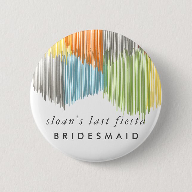 Rainbow Fiesta Modern Fringe Bride Bridesmaid 6 Cm Round Badge (Front)