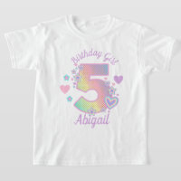Rainbow Fifth Birthday Girl 5th Iridescent 