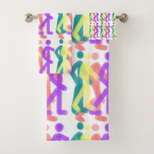 Rainbow Figures Design Bath Towel Set